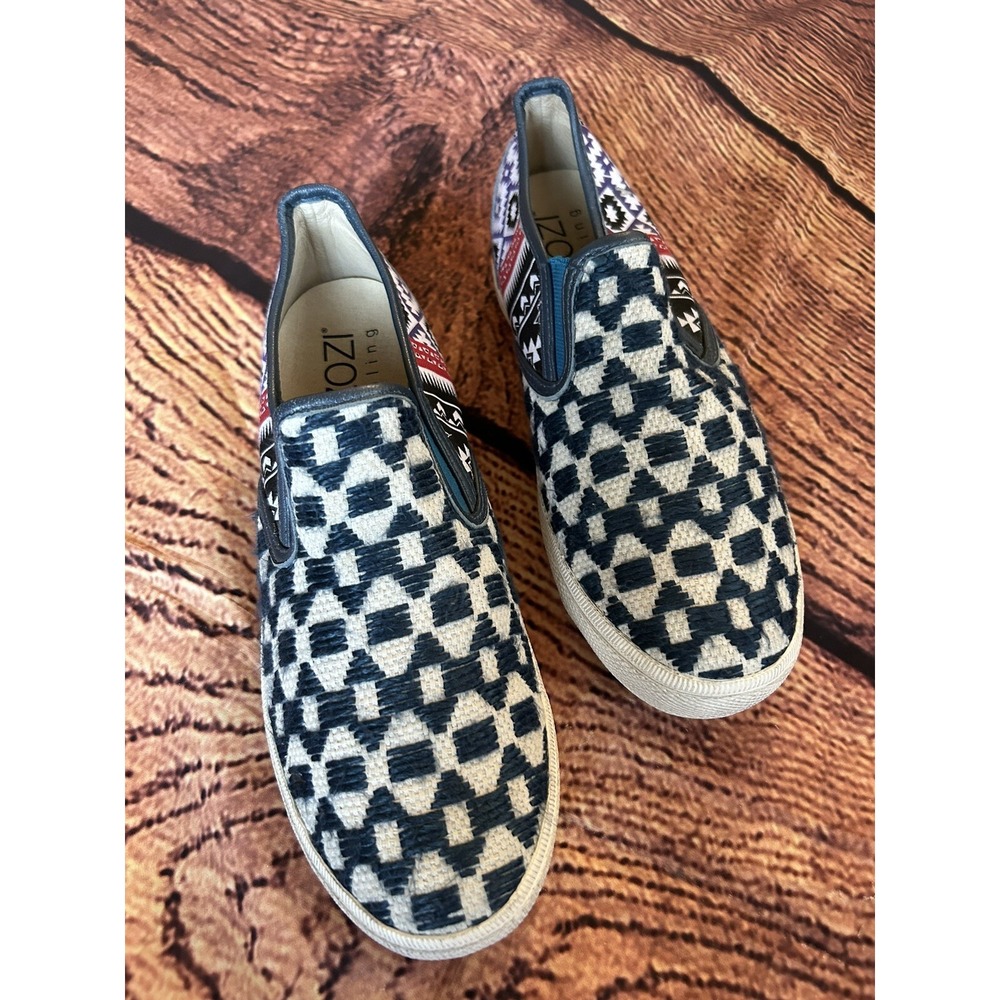Kim & Zozi Hippie Bling Aztec Slip On Sneaker Women's Size‎ 8 Blue Tribal.